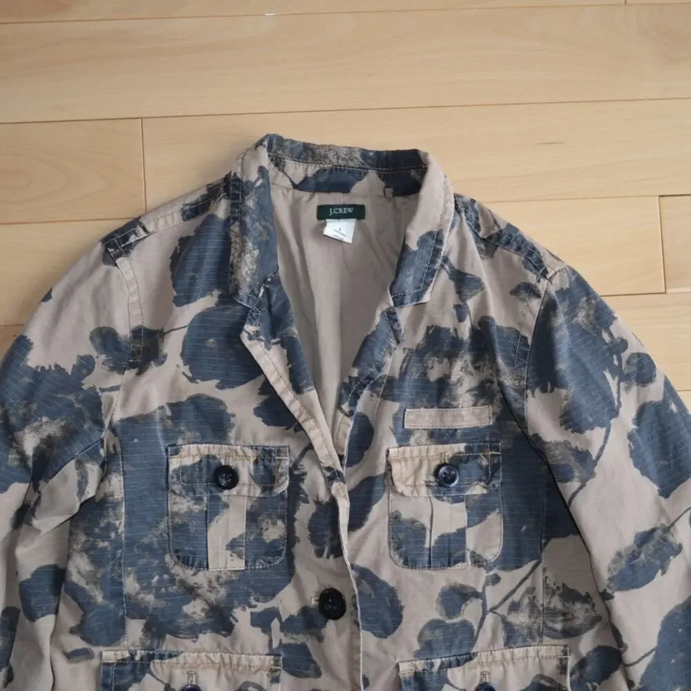 J Crew Field Utility Jacket Size Small Tan Black Camo